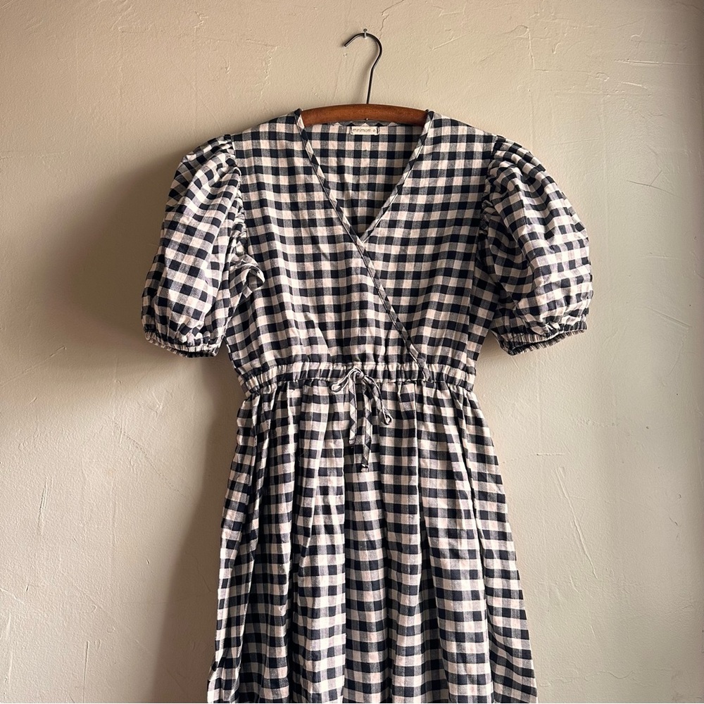 Summer Minimom dress, checked cotton/linen.